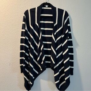 Women’s Nautica navy blue striped drape open front cardigan sweater size M